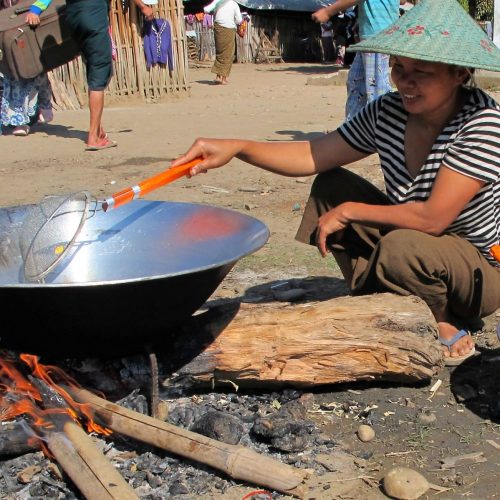 IDP women's livelihood group. Making banana crisps [1]